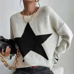 Star Pattern O-Neck Sweater Pullover