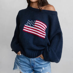 American Flag Knit Sweatshirt