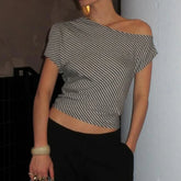 Stripe One Shoulder Top