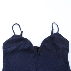 Blue Sequin Slit Maxi Dress