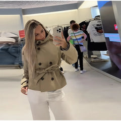 Stand Collar Short Trench Jacket