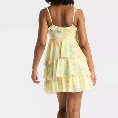 Printed Ruffle Layered Mini Dress