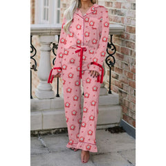 Bow/Heart Print Loungewear Pajamas Set