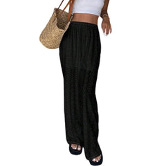 Embroidery Lace Sheer Long Trousers