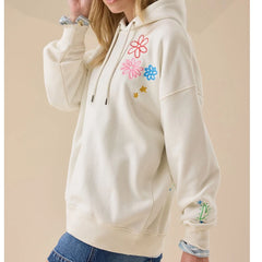 White Floral Boutique Embroidered Hoodie