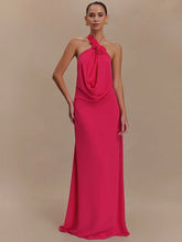 Rose 3d Flower Strap Halter Maxi Dress