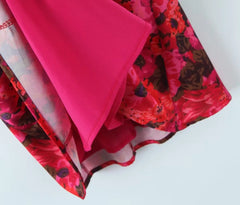 Red Floral Print Bustier Strappy Mini Dress