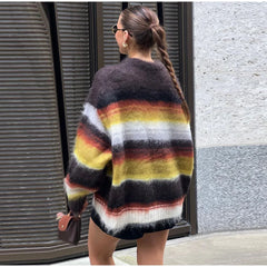 Striped O-neck Long Sleeve Knit Sweater