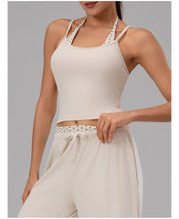Polka Dot Layered Tank Top And High Waist Wide Leg Pants Set