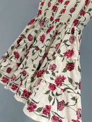 White Floral Stripe Print Mini Dress