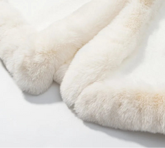 White Fur Trim Collar Cloak Shawl
