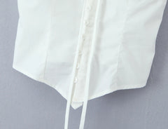 White Mesh Short Sleeve Tie Up Crop Top