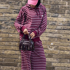 Striped Long Sleeve Hoodie Sweatshirt and Joggers Pants Tracksuit Set