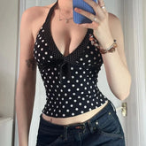 Black Polka Dot Halter Top