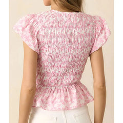 Pleated Smocked 3D Bow Babydoll Crop Top