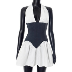White Halter Corset Mini Dress