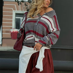 Grey Striped Knitted Jumper