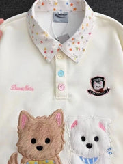 Pet Embroidery Print Collar Sweatshirt