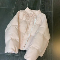 Pink Bow Embroidery Parka Jacket