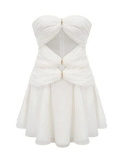 Strapless Folds Cut Out Mini Dress
