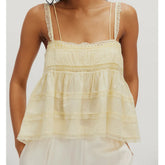 Lace Trim Patchwork Tanks Top