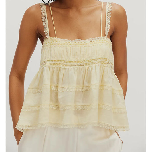 Lace Trim Patchwork Tanks Top