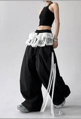 Lace Patchwork Oversized Jogger
