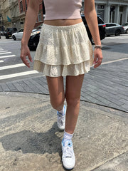 Floral Print Elastic Waist Mini Skirt