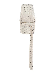 Apricot Polka Dot Puff Mini Dress