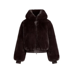 Faux Fur Zipper Hooded Jacket