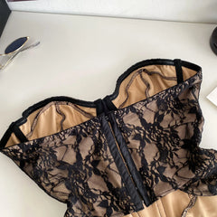 Black Lace Strapless Corset Top