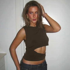 Cut Out Sleeveless Tank Top