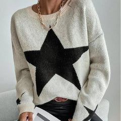 Star Pattern O-Neck Sweater Pullover