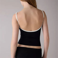 Spaghetti Strap Contrast Trim Bow Tank Top