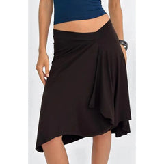 Asymmetric Hem Patchwork Midi Skirt