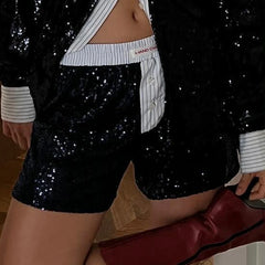 Sequined Patchwork Pyjama Shorts