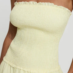 Yellow Smocked Tube Top