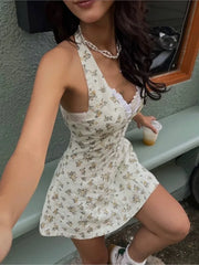 Printed Halter Mini Dress