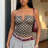 Polka Dot Deep U Cutout Tube Top