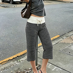 Drawstring Wide Leg Yoga Capri Pants
