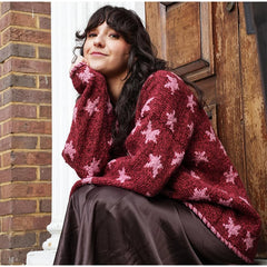 Crew Neck Star Print Knit Cardigan