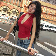 Lace-up V-Neck Tank Top