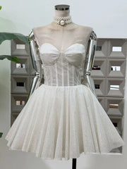 Strapless Glitter Flared Mini Dress