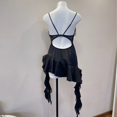 Satin Asymmetrical Ruffle Hem Night Dress