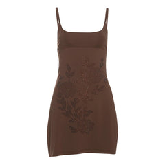 Rhinestone Print Mini Slip Dress