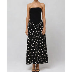 Polka Dot Hem Tank Patchwork Maxi Dress