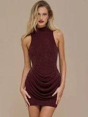 Glitter Ruched Mini Tank Dress