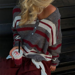 Grey Striped Knitted Jumper