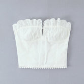 White Ruched Tie Up Crop Top