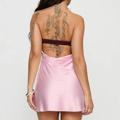 Satin Pink Two Tone Mini Tube Dress